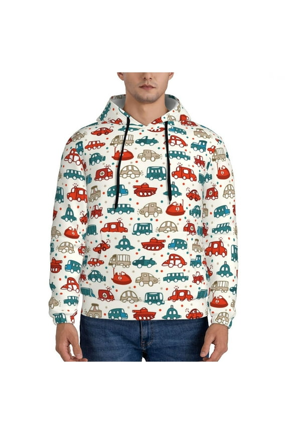 Artoon Car Pattern Men's Adult Pullover Hoodie,Hooded Sweatshirt-XX-Large