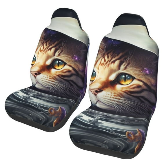Xecao Astronaut Cat Print Car Seat Cover in That Fits Most Cars, Vans, SUVs, and Trucks.