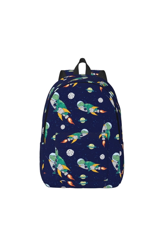 Astronaut Dinosaur for Canvas College Laptop Backpack, Durable Rucksack Travel Notebook Bag School Backpack Book Bag for Men Women