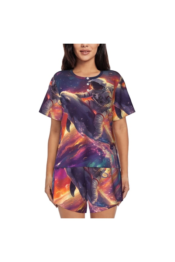 Astronaut Dolphin print Swimsuit for women, Summer-ready, sporty style.Quick-dry fabric. Many sizes & colors.