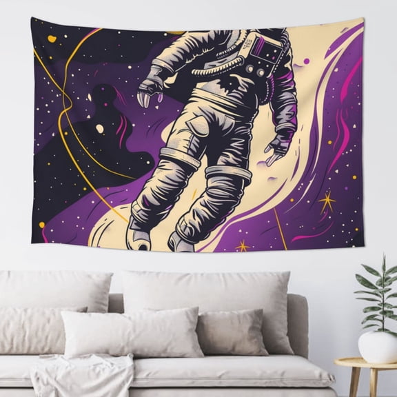 Xecao Astronaut Floating purple Space Print Tapestry, Wall Hanging Room Funny Decor, Backdrop Room Decor for Bedroom Living Room dormitory