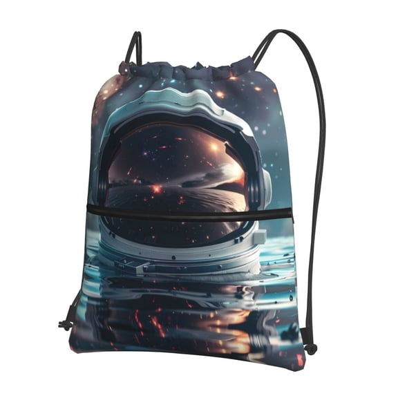Xecao Astronaut Helmet Reflections for Drawstring Bags,Pull String Backpack Bags,String Bag Sackpack