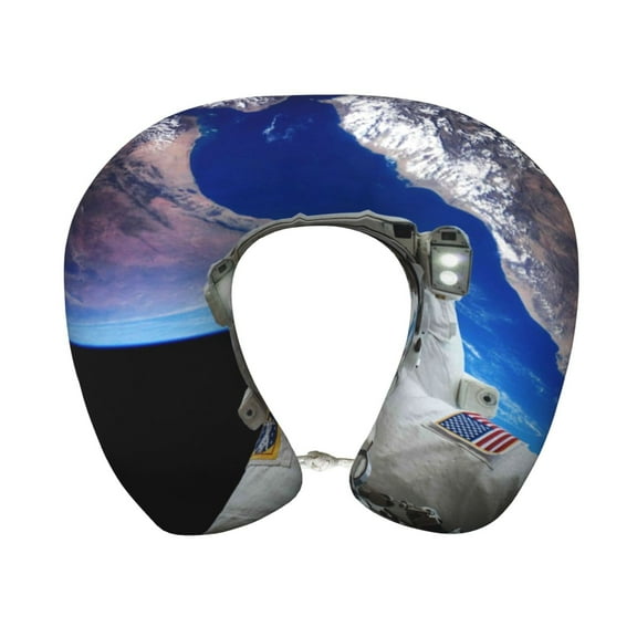 Xecao Astronaut in Outer Space Print Memory Foam Cervical Neck Pillow Versatile U-Shaped Pillows for Home,Office,Camping,Travelling,Soft Washable Cover