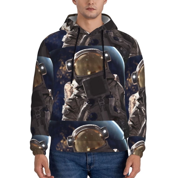 Xecao Astronaut Pattern Men's Adult Pullover Hoodie,Hooded Sweatshirt-X-Large