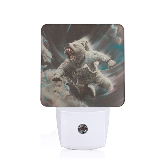 Xecao Astronaut Polar Bear Roar for Night Light - a Wall-mounted LED Fixture with A Dusk-to-dawn Sensor, Ideal for Bedrooms, Bathrooms, Hallways, and Kitchens-US