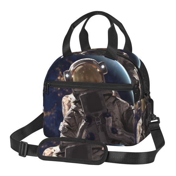 Xecao Astronaut Print Insulated Lunch Box, Lunch Cags Lunch Bag Featuring An Adjustable Shoulder Strap