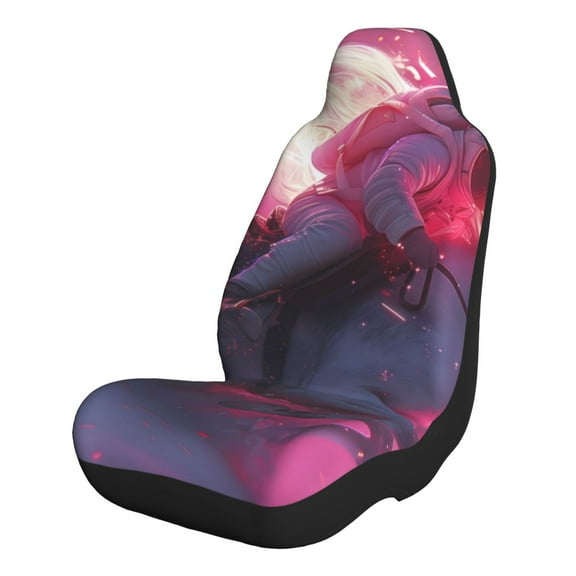 Xecao Astronaut Riding Fiery Horse for Automotive Seat Covers for Cars Trucks and SUVs – Gray Car Seat Covers for Front Seats, Truck Seat Protectors-1