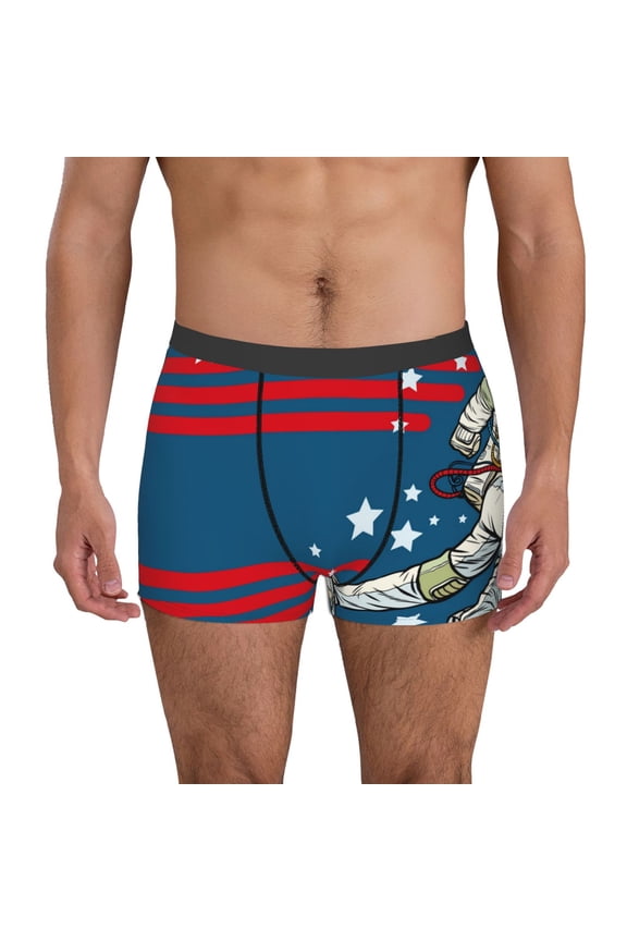 Astronaut Runs Forward Print Men's Underwear Boxer Briefs Pack - Your ComfortSoft, Moisture-Wicking, and Breathable Choice for Men's Underwear-Large