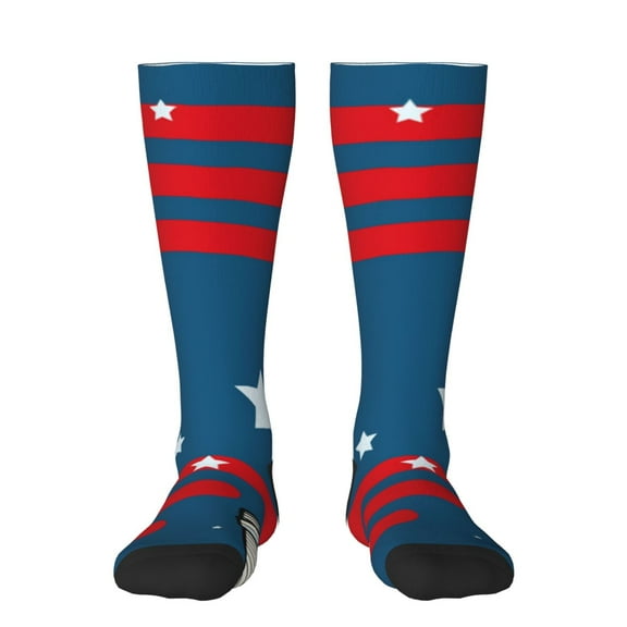 Xecao Astronaut Runs Forward print thigh-high socks, crafted for both men and women with a stretchy, high-opaque design perfect for daily wear