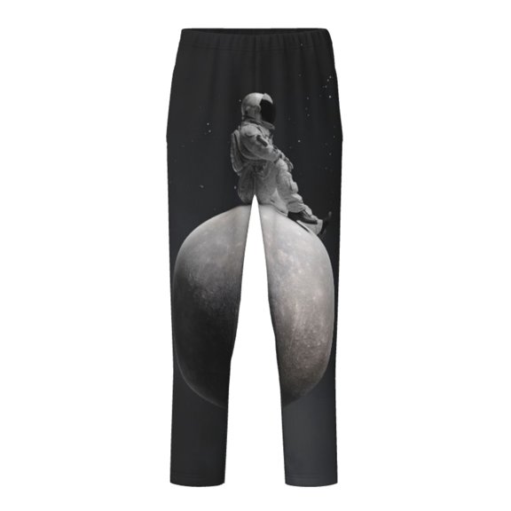 Xecao Astronaut Sitting On Mercury Planet Print Teenagers' Pajama Pants Long Sleep Pants Soft Elastic Waist Pajama Bottoms Elastic waist with 2 Pockets 5-16 Years-Large