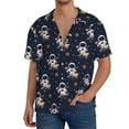 thumbnail image 1 of Xecao Astronaut Surfing Men's Casual Short-sleeved Shirt, a button-up collared shirt with a pocket-X-Large, 1 of 5