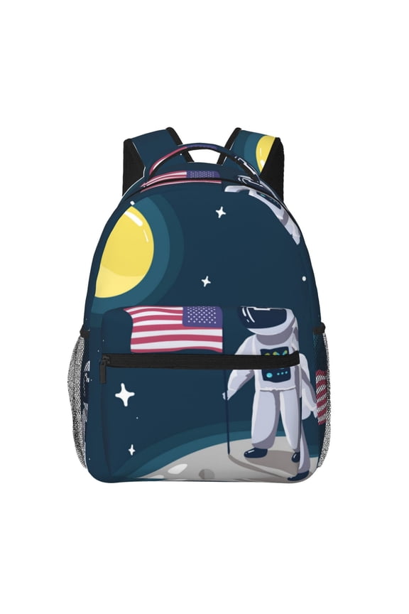 Astronaut With USA Flag Backpack, a stylish and functional choice for both men and women, is the perfect basic bookbag for college, work, or travel