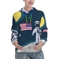 thumbnail image 1 of Xecao Astronaut With USA Flag Pattern Hoodies for Women Sweatshirts Long Sleeve Sweatshirts Pullover Outfits with Pocket-Large, 1 of 7