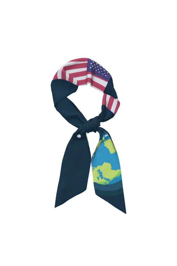 Astronaut With USA Flag Pattern Large Satin Head Scarf - Satin Hair Scarves Silk Bandana Scarf Headscarf Silk Feeling Scarf for Women