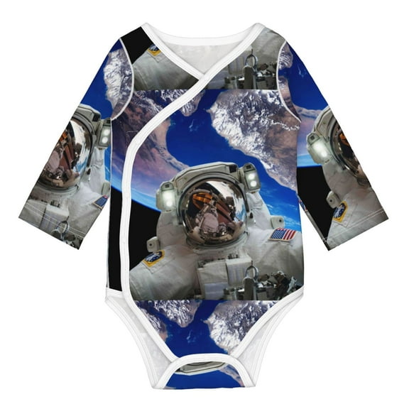 Xecao Astronaut in Outer Space Print Baby unisex-baby Cotton Long-sleeve Bodysuits-3 Months
