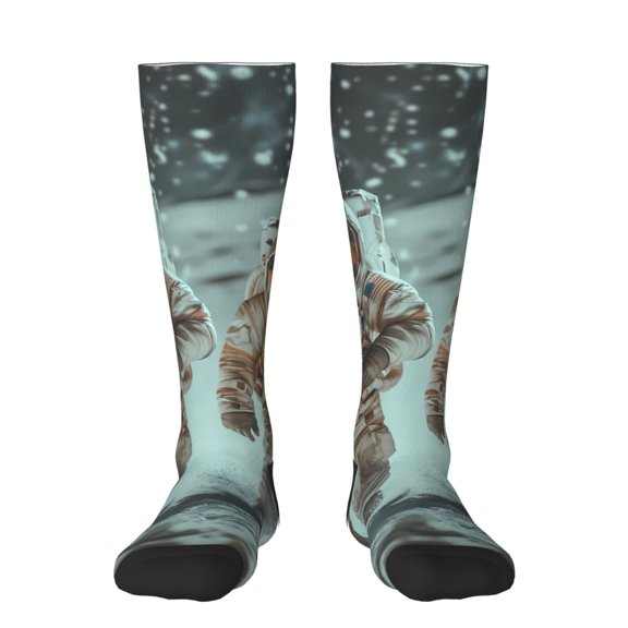 Xecao Astronauts On Lunar Mission Print Compression Socks for Both Men And Women for Running, Travel, Flight, Nurse