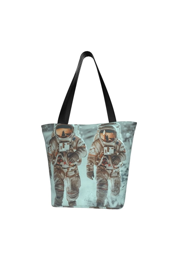 Astronauts On Lunar Mission for Tote Bag for Women -Tote Shoulder Bag with A Little Pocket Inside, Perfect for Travel and Work.