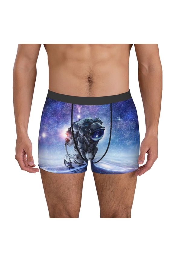 Astronauts Start Running Print Men's Underwear Boxer Briefs Pack - Your ComfortSoft, Moisture-Wicking, and Breathable Choice for Men's Underwear-Large