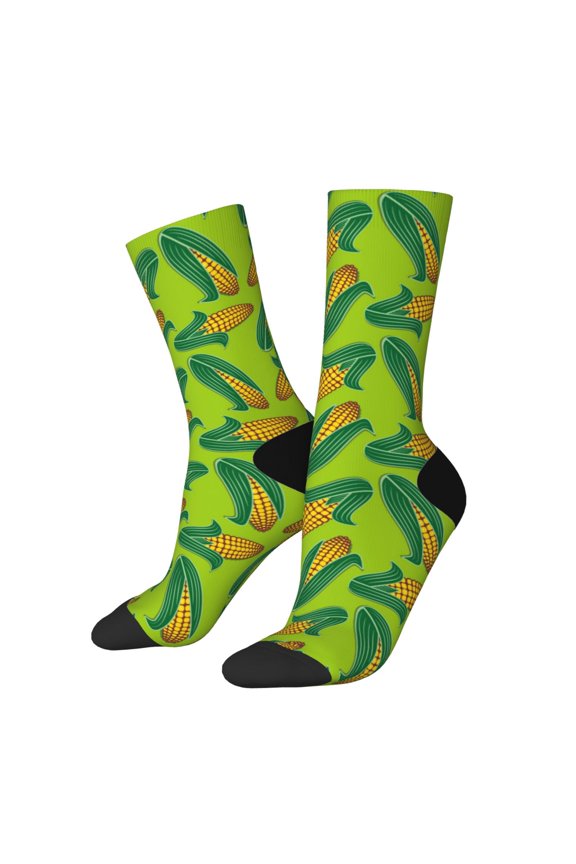 Autumn Corn Pattern Sport Socks for Women and Men Crew Socks Sporty Calf Socks Casual Socks