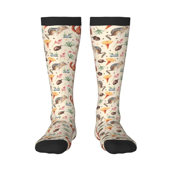 Xecao Autumn Forest Animals Print Compression Socks for Both Men And Women for Running, Travel, Flight, Nurse