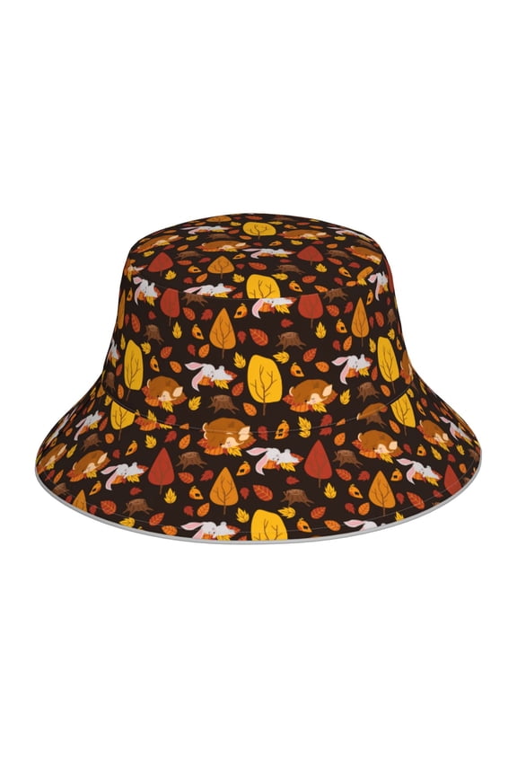 Autumn Forest Small Animals Lazy Print Men and Women Night Reflective Hat Runner Cap Visor Bucket Hat Boonie Cap