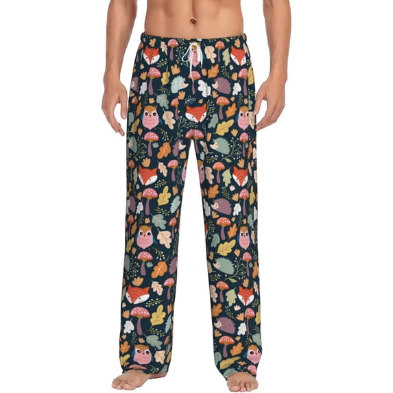 Xecao Autumn Fox Owl Men's Straight Lounge Pajama Pants: The Ultimate in Comfortable Sleepwear
