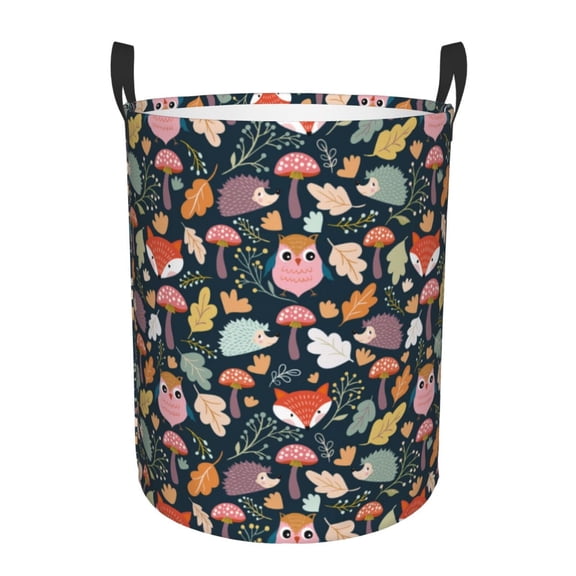 Xecao Autumn Fox Owl Print Laundry Hamper Basket,designed for Blanket Storage and Nursery Clothes in the Bedroom