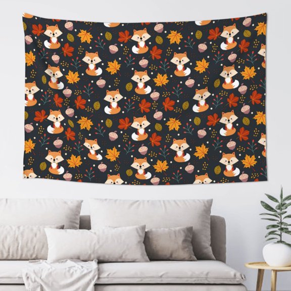 Xecao Autumn Fox Print Tapestry, Wall Hanging Room Funny Decor, Backdrop Room Decor for Bedroom Living Room dormitory