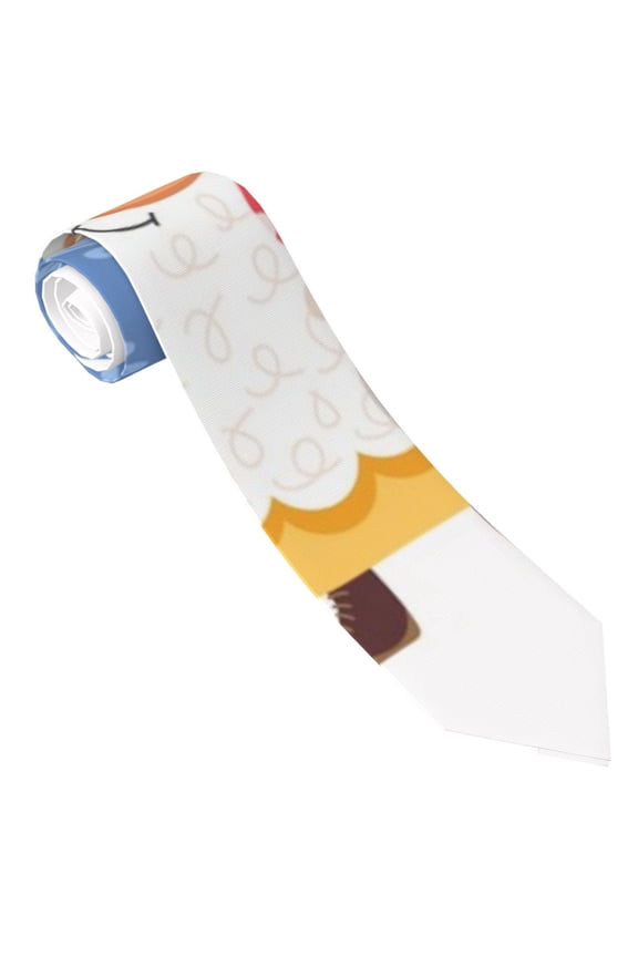 Autumn Funny Gnomes Print Tie For Men Necktie Woven Jacquard Neck Ties,Classic Men's Tie