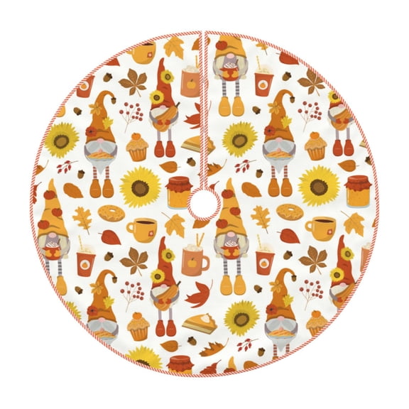 Xecao Autumn Harvest Gnomes Pattern Christmas Tree Skirt Holiday Part Decorations for Christmas Tree, Farmhouse Christmas Decor Xmas Holiday Home Party Decorations-30"