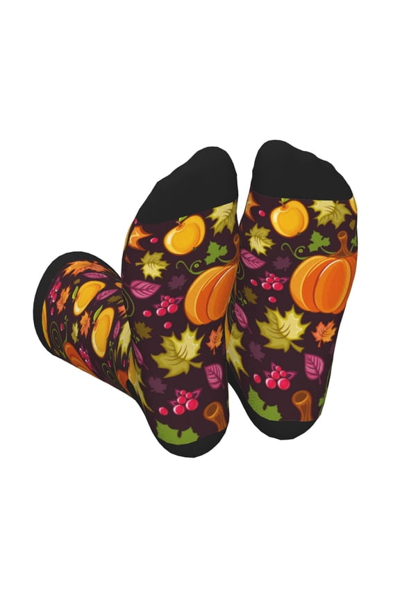 Autumn Harvest Pumpkin Joy Print Crew Socks for Men and Women, Men's Soft Moisture-wicking Sock