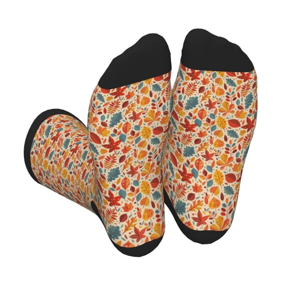 Xecao Autumn Leaves 3 Print Crew Socks for Men and Women, Men's Soft Moisture-wicking Sock