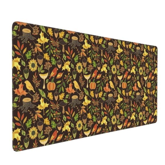 Xecao Autumn Plants Maple Tree Vintage Print Large Mouse Pad, 16x35.5in Mousepad, Professional Non-Slip Rubber Base Big Mouse Pad, Mouse Pad for Gaming & Office Full Desk Mouse Pad