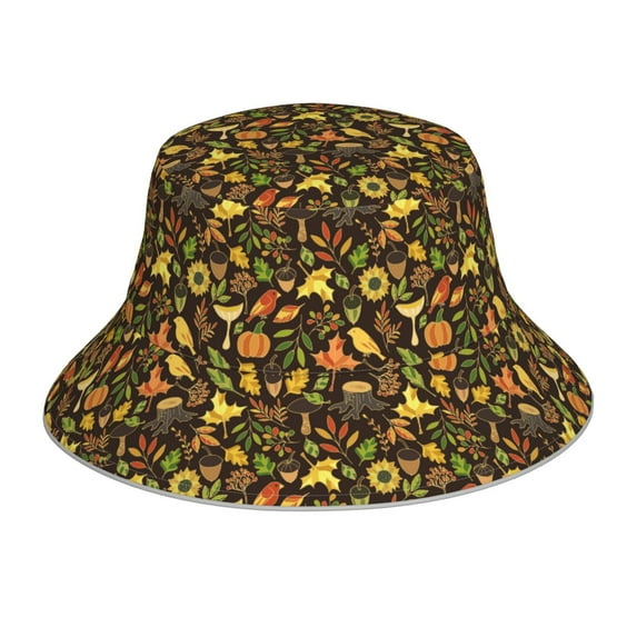 Xecao Autumn Plants Maple Tree Vintage Print Men and Women Night Reflective Hat Runner Cap Visor Bucket Hat Boonie Cap