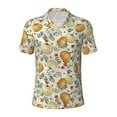 thumbnail image 1 of Xecao Autumn Pumpkins Leaves for Mens' Casual Short Sleeve Button-Down Polo Shirts for a Classic Golf Look, 1 of 9