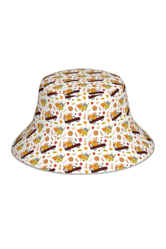 Autumn Red Truck Print Men and Women Night Reflective Hat Runner Cap Visor Bucket Hat Boonie Cap