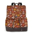 thumbnail image 1 of Xecao Autumn Warm Tone Maple Leaf Print Large Backpack Soft Leather for Women Travel with Compartment, Adjustable Convertible Strap, 1 of 4