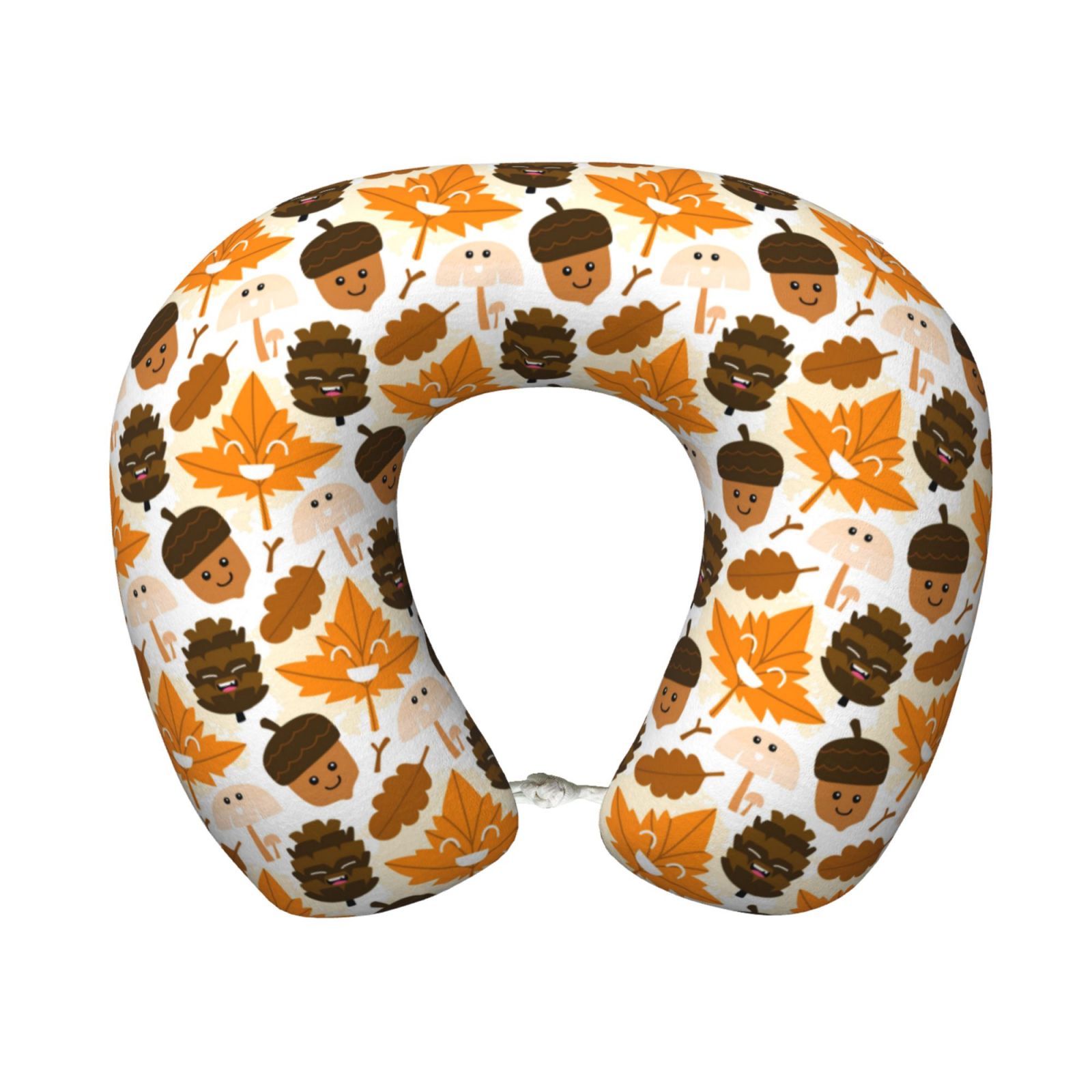 Xecao Autumn Woodland Characters Print Memory Foam Cervical Neck Pillow Versatile U-Shaped Pillows for Home,Office,Camping,Travelling,Soft Washable Cover