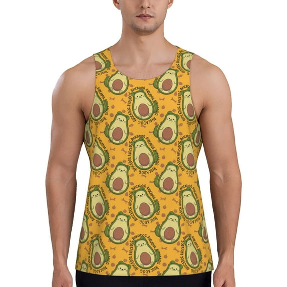 Xecao Avocado Dog Men's Tank Top Workout Quick Dry Sleeveless Gym Jogging Muscle Shirts Summer Swim Beach Tops