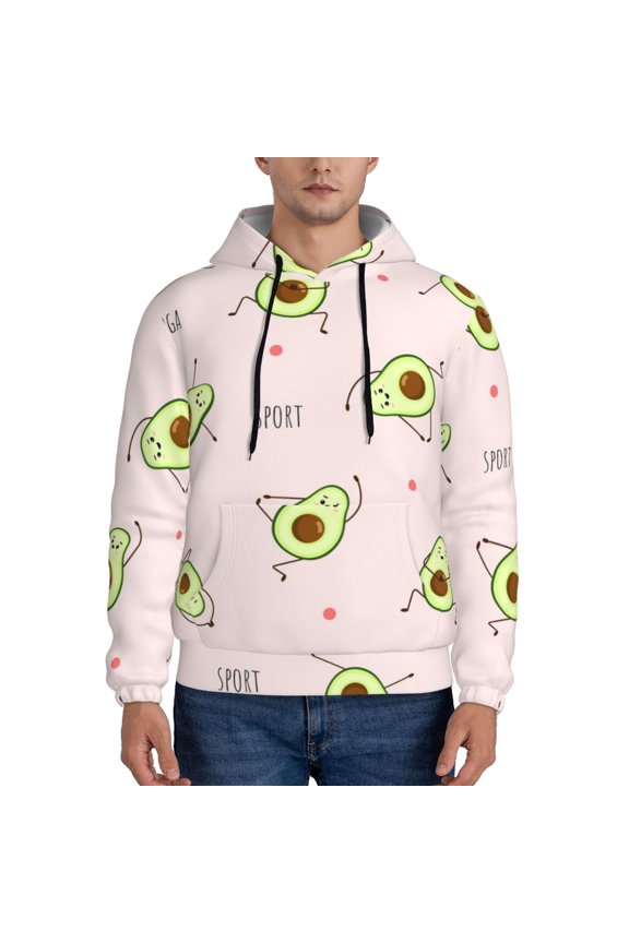 Avocado Doing Sport Yoga Pattern Men's Adult Pullover Hoodie,Hooded Sweatshirt-Large