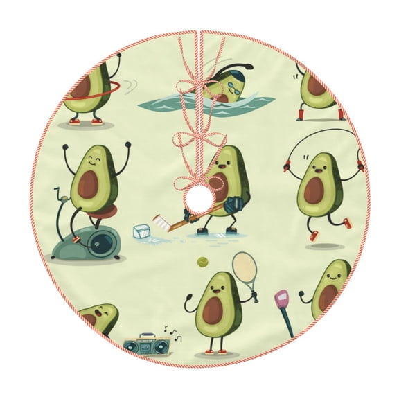 Xecao Avocado for Exercise Pattern Christmas Tree Skirt Holiday Part Decorations for Christmas Tree, Farmhouse Christmas Decor Xmas Holiday Home Party Decorations-30"