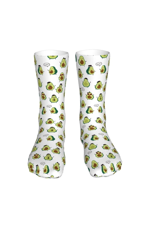Avocado Friends Print Fashion No Heel Casual Crew Socks Cushioned Breathable for Men Women - Moisture wicking,Not easy to fade Suitable for daily