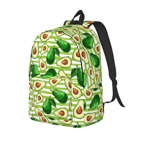 Xecao Avocado Green Striped Canvas College Laptop Backpack, a durable rucksack designed for both men and women, ideal for travel, school, and daily use-Small