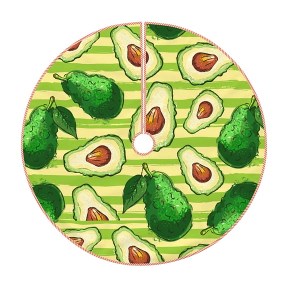 Xecao Avocado Green Striped Pattern Christmas Tree Skirt Holiday Part Decorations for Christmas Tree, Farmhouse Christmas Decor Xmas Holiday Home Party Decorations-36"
