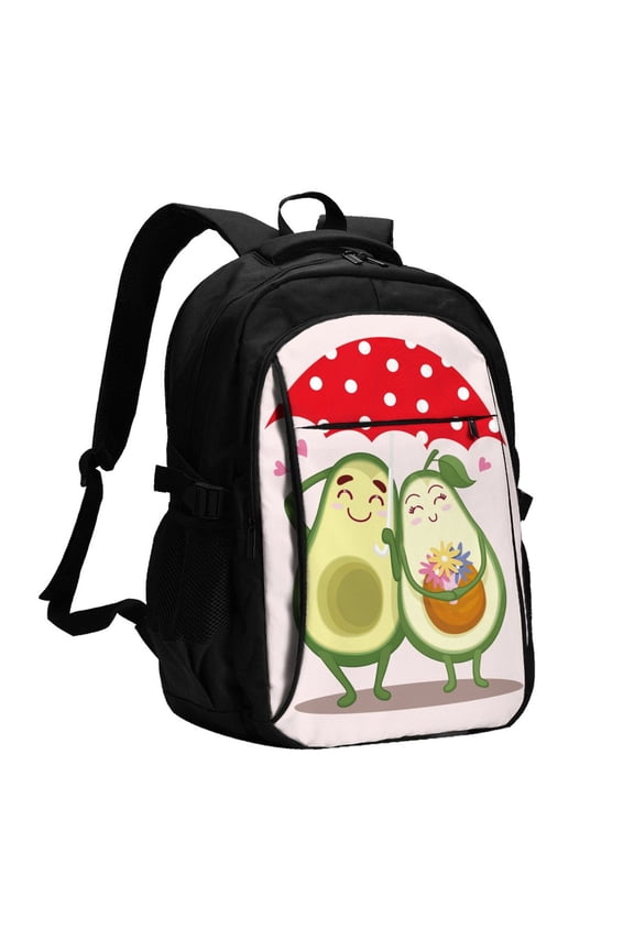 Avocado Lovers Wearing Umbrella for Travel Laptop Backpack, USB-Charging-Enabled, Spacious Business Backpack for Men and Women,College School Computer Bag