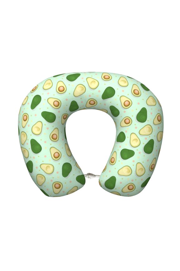 Avocado Print Memory Foam Cervical Neck Pillow Versatile U-Shaped Pillows for Home,Office,Camping,Travelling,Soft Washable Cover