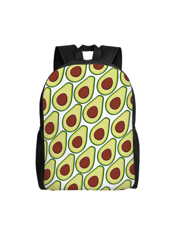 Avocado Print School Backpack with Laptop Compartment Small Travel Laptop Backpack for Women Men Waterproof College Backpack Simple School Bag
