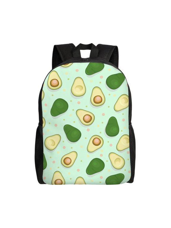 Avocado Print School Backpack with Laptop Compartment Small Travel Laptop Backpack for Women Men Waterproof College Backpack Simple School Bag