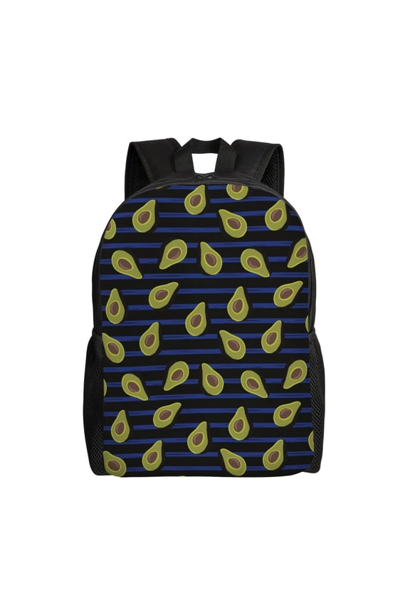 Avocado Print School Backpack with Laptop Compartment Small Travel Laptop Backpack for Women Men Waterproof College Backpack Simple School Bag