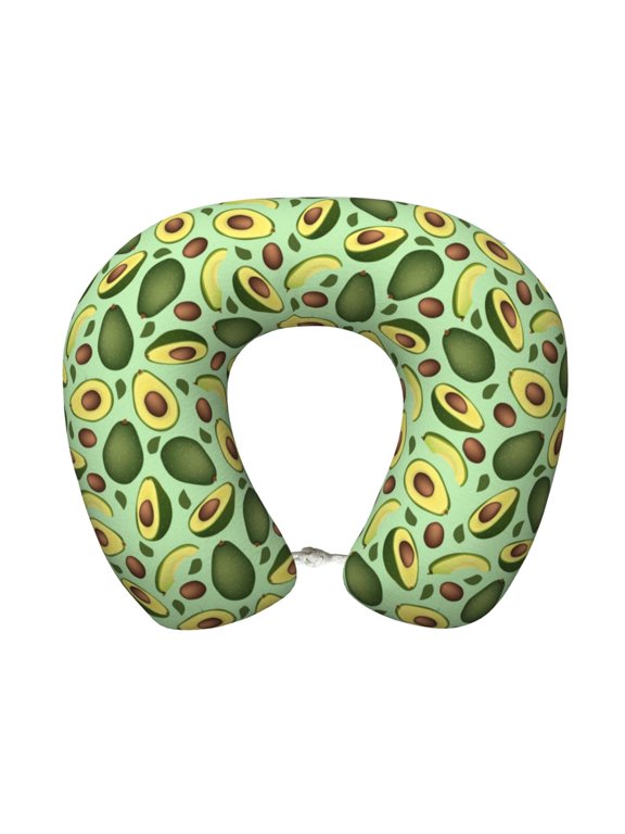 Avocado With Seeds Print Memory Foam Cervical Neck Pillow Versatile U-Shaped Pillows for Home,Office,Camping,Travelling,Soft Washable Cover